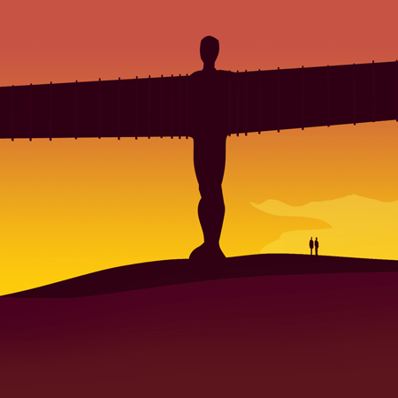 Angel of the North, Sunset detail